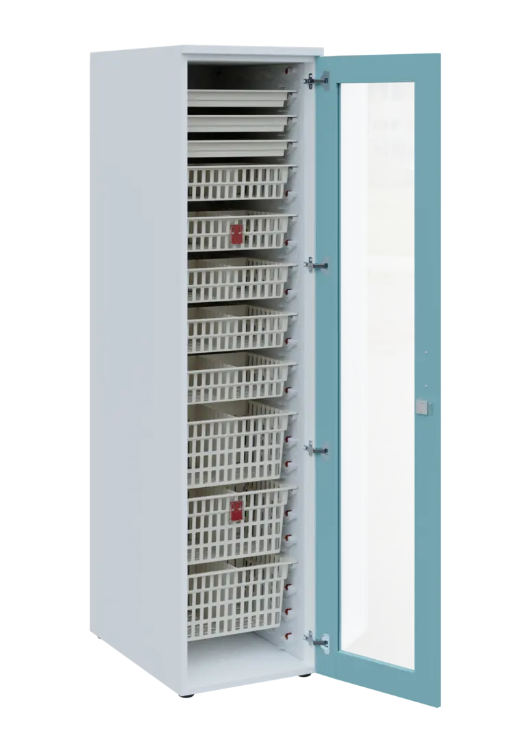 EUROMEDICA S - 46 ABS skříň léková boxová, 1-dveřová/prosklená, pravá, 1950x460x735, korpus bílý, dv